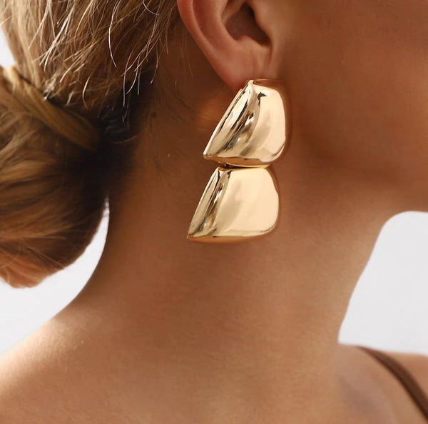 Polished metal earrings